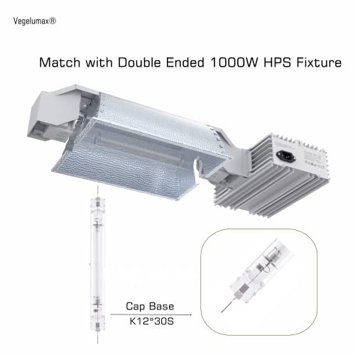 Vegelumax 1000Watt Double Ended High Pressure Sodium Super DE HPS Grow Light Bulb,High PAR Enhanced Red and Orange Optimized Spectrum for Plant Flourishing Growth,CCT 2000K,150000 Lumens,1Pack