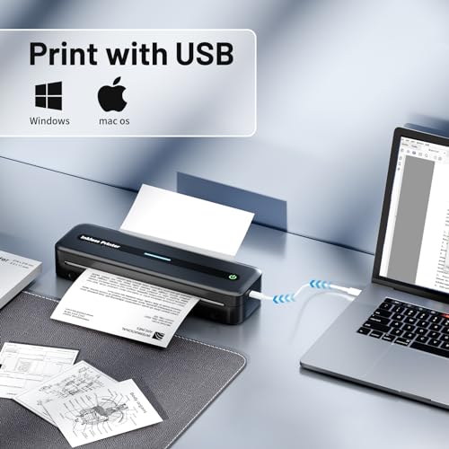 Portable Printer Wireless for Travel,M832 Bluetooth Printer Support 8.5" X 11" US Letter, Inkless Thermal Compact Printer Compatible with Android and iOS Phone & Laptop