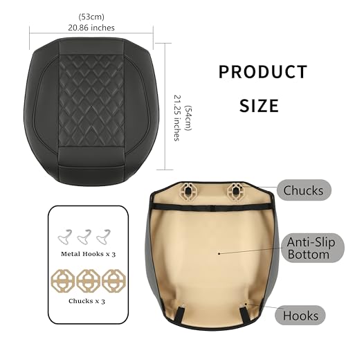 Vankerful 1 Pack Leather Front Car Seat Covers,Bottom Seat Covers for Cars,Driver Car Seat Cover,Luxury Seat Protectors,Waterproof,Anti-Slip,Full Wrap,for Most Vehicles,Sedan,Truck,SUV(Black)