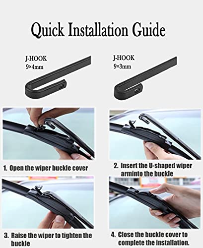 ANIKLUIM® 26"+15" Wiper Blades with 12" Rear Wiper Blade Set Replacement for 2009-2017 Fiesta Windshield Wipers Original Factory Quality (Pack of 3)