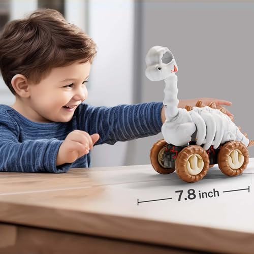 iPlay, iLearn Dinosaur Monster Truck Toy for Toddlers 1-3 2-4, Kids Cool Skeleton Pull Back Dino Car, Large Fossil Brachio Halloween Play Vehicle, Unique Birthday Gift 2 3 4 5 Year Old Boy Girl