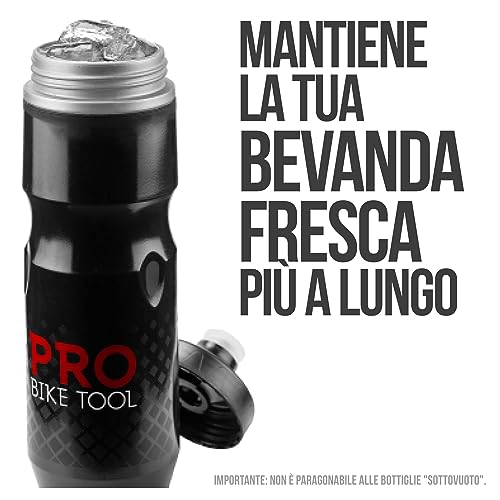 PRO BIKE TOOL Insulated Bike Water Bottle -Bonus Sports Carry Loop - For All Physical Activities & Cycling-Keep Your Drinks Cooler, Longer - 680ml 24oz