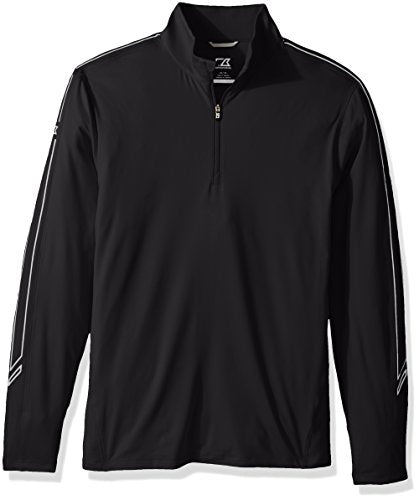 Cutter & Buck Men's Lightweight 50+ UPF Jersey Pennant Sport 3/4 Zip Pullover, Black, Small