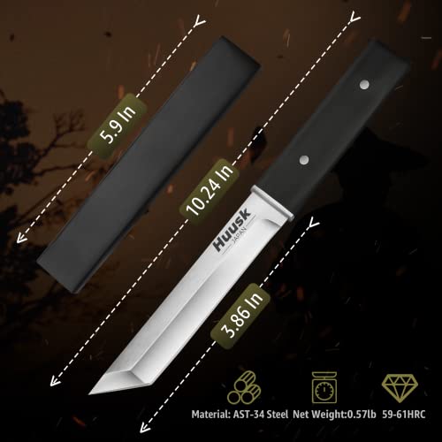 Huusk Japan Knife, Hand Forged Butcher Knife High Carbon Steel Kitchen Knife Full Tang Meat Cutting Knife Japanese Vegetable Knives Outdoor Cooking Knife for Thanksgiving Christmas Gifts