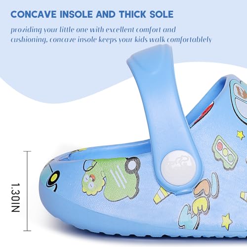 techcity Toddler Little Kids Slide Sandals Cute Summer Shower Beach Pool Slippers Thick Sole Slip On Sandals Water Shoes with Backstrap Boys Girls Clogs