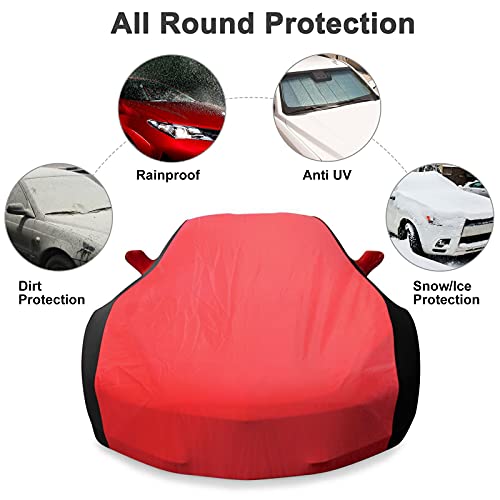 KAKIT Waterproof Car Cover for 1996-2004 C5 Stingray, Custom Fit C5 Cover No Faded UV Resistant for Chevy Corvette Outdoor/Indoor (Red & Black Combo)