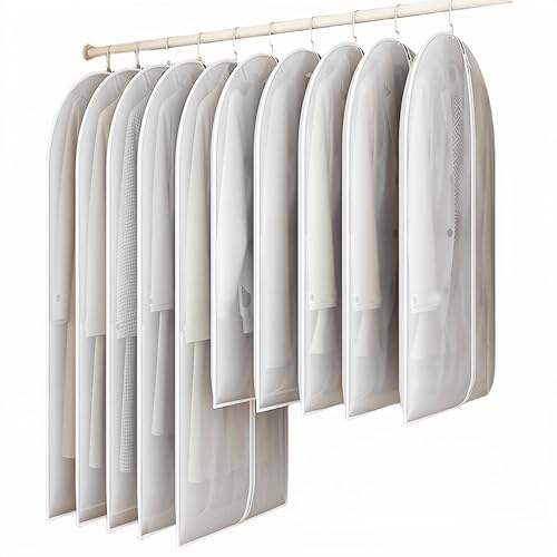 Maylmc 20 Pack Large Size Clear Garment Bags for Hanging Clothes with Full Zipper, Clothes Cover For Hanging, Wardrobe Bags for Hanging Clothes(120cmx60cmx10P)