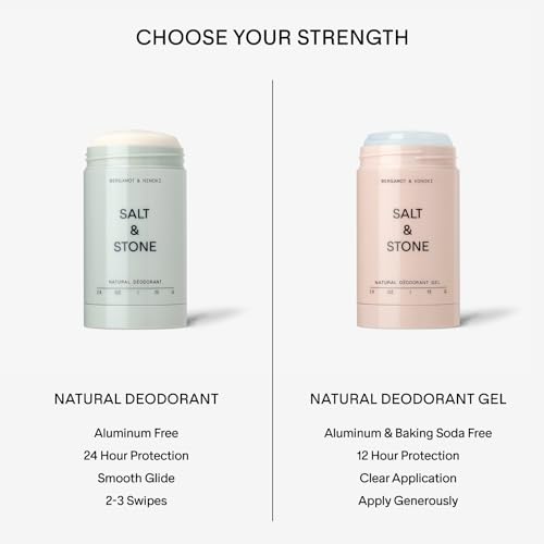 SALT & STONE Natural Deodorant - Bergamot & Hinoki | Extra Strength Natural Deodorant for Women & Men | Aluminum Free with Seaweed Extracts, Shea Butter & Probiotics | Free From Parabens & Sulfates