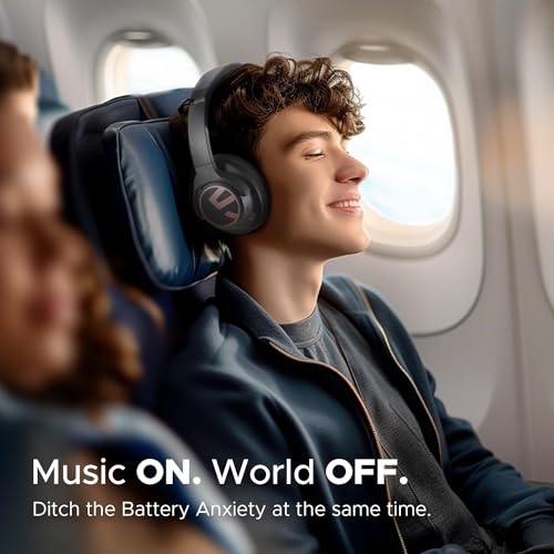 SoundPEATS Space Hybrid Active Noise Cancelling Wireless On-Ear Headphones Foldable Lightweight Over-Ear Bluetooth 5.3, Built-in Microphone, 40mm Driver, 123H Play, Multipoint Connection with ANC