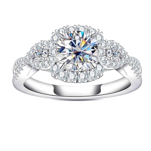 AimiIee Cushion Cut Halo Moissanite Rings 1.434cttw D Color VVS1 Clarity S925 Sterling Silver Promise Engagement Rings Wedding Rings Christmas Gift for Women with Certificate 5