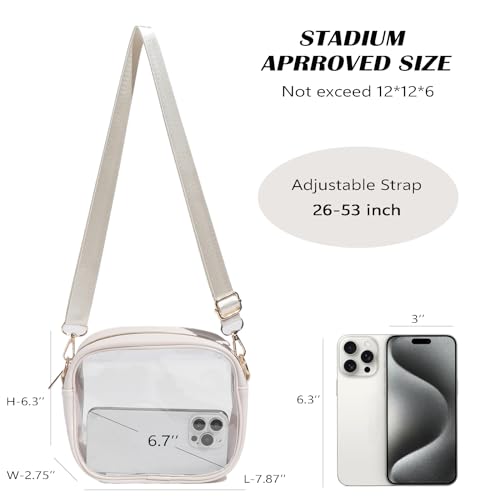 YONMOTTO Clear Bag for Stadium Events, Clear Purse for Women Stadium Approved Crossbody, Concert Bag with Adjustable Strap (Blue)