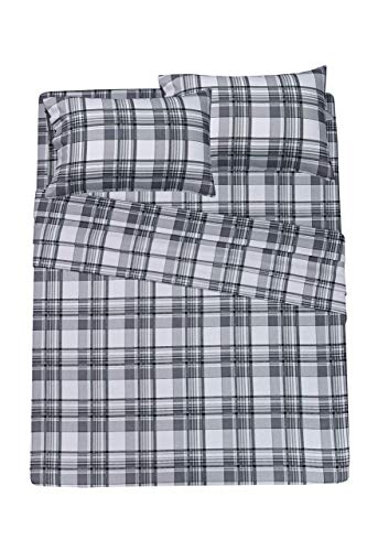 RUVANTI Flannel Sheets Twin XL Size - 100% Cotton Double Brushed Twin XL Sheet Sets, Deep Pockets 16 Inches, All Seasons Breathable & Extra Soft Bed Sheets, Warm & Cozy, 3 Piece, Grey Lining