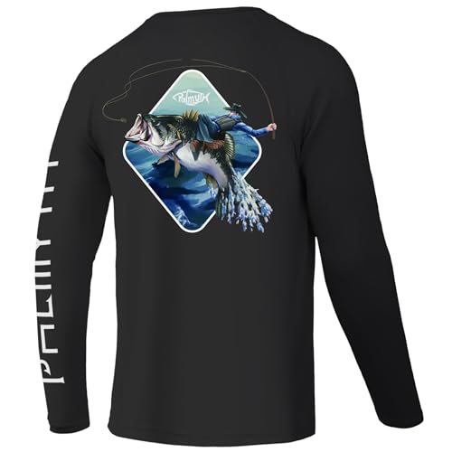 Palmyth Fishing Shirts for Men Long Sleeve UPF 50+ T Shirt Sun Protection Tee (Dark Blue/Skull and Rods, 4XL)