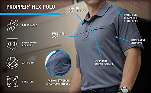 Propper Men's Hlx Short Sleeve Polo, Black, X-Small