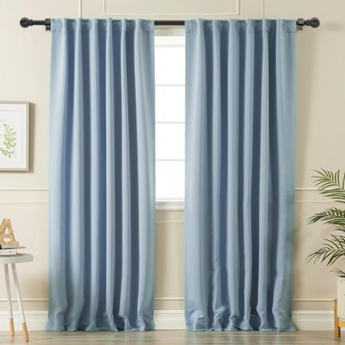 Authandis Matte Black Curtain Rods for Bedroom with Brackets,5/8 Inch Diameter Small Window Curtain Rod 32 to 48 Inches,Easy Install Drapery Rods