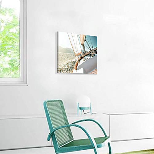 ARTISTIC PATH Sailboat Picture Seascape Wall Art: Nautical Artwork Print on Canvas Painting for Bedrooms (16" W x 11" H,Multi-Sized)