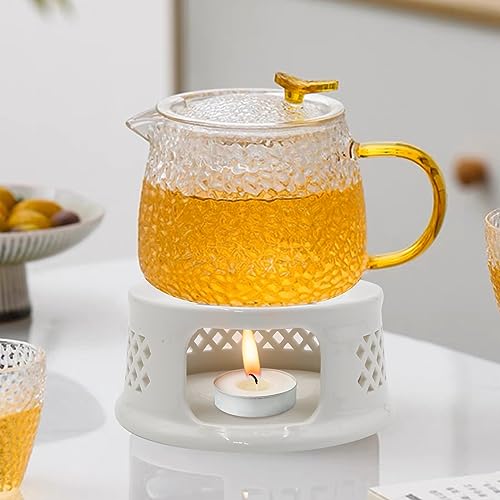 Ceramic Teapot Warmer, Coffee Warmer, Milk Warmer for Glass Teapot Stainless Steel Teapot and Other Heatproof Dish Warming Use (Ceramic White)