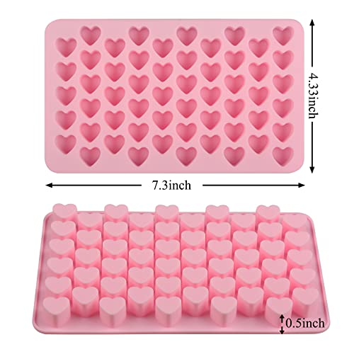 Fimary Fimary Heart-Shaped Chocolate Molds Silicone - Set of 2 Non-Stick Candy Heart Molds Silicone, Food Grade Silicone Heart Molds for Baking, Candy, Gummy, Jelly - Pink