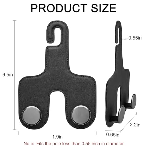 JESTOP Car Headrest Hook, Bags Hanger for Car, Leatehr Car Double Hooks for Purses and Bags, Car Hanger Storage Holder for Handbag Coat Umbrella, Car Inside Accessories