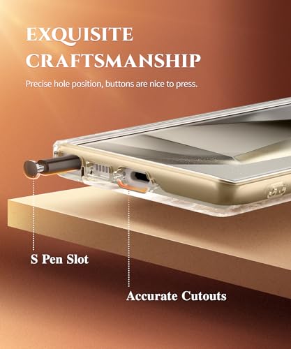 GVIEWIN for Samsung Galaxy S24 Ultra Case, [Slide Camera Cover & Built-in Screen Protector] [2 Front Frame] Military Grade Shockproof Marble Phone Case Cover 6.8" (Shweta/Beige)