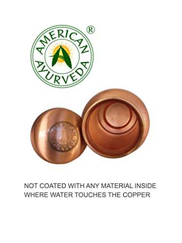 A American Ayurveda 100% Pure Copper Water Bottle for drinking, Jointfree, Leakproof, Natural Ayurveda Health Benefits, Copper bottle, Alkaline Water 600ml (20Oz) Capacity
