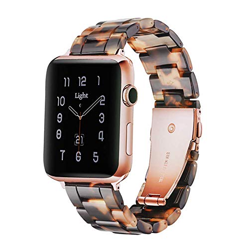 Light Apple Watch Band -Fashion Resin Apple Watch Series 9 8 Band Starlight Stainless Steel Buckle Apple Watch Bands Compatible with Apple Watch Series 9 8 7 SE 6 5 4 3 2(Pearl White, 38mm/40mm/41mm)