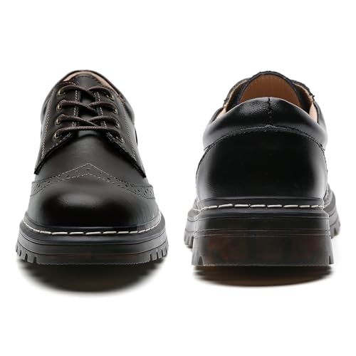 Oxford Shoes Women Slip Resistant Dress Shoes Wingtip Perforated Lace Up Low Heel Casual Work Office Dressy Business Shoes Black US 6