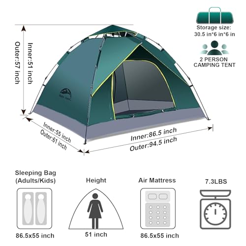 Happy Travel 1/2/3/4 Person Camping Tent, Instant Easy Pop Up Tents for Camping,Automatic Waterproof Family Camping Tent, Easy Set Up Tent,Portable Windproof Dome Tent for Camping Hiking & Traveling