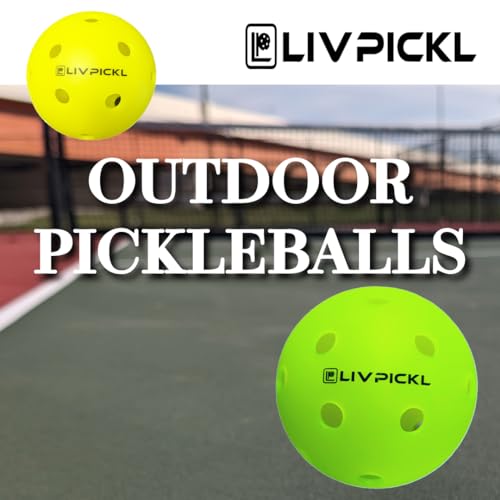 LIV PICKL Pickleballs | 40 Holes | Outdoor Court | Hard Court | High Visibility and Good Balance | Official Size & Weight - Durable - Consistent Bounce