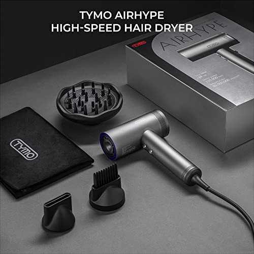 TYMO Hair Dryer, 1500W Professional High Speed Blow Dryer with Diffuser, 110,000RPM for Fast Drying, 4 Temps & 3 Speeds, HD Display