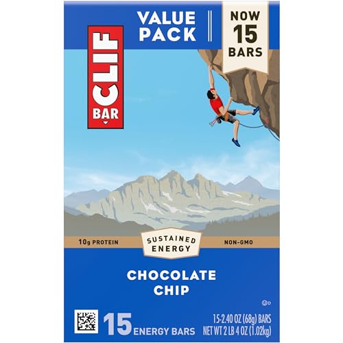 CLIF BAR - Chocolate Chip - Made with Organic Oats - Energy Bars - Non-GMO - Plant Based Protein Bars (15 Pack)