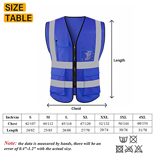 HYCOPROT High Visibility Safety Reflective Vest with Pockets and Zipper, Meets ANSI/ISEA Standards