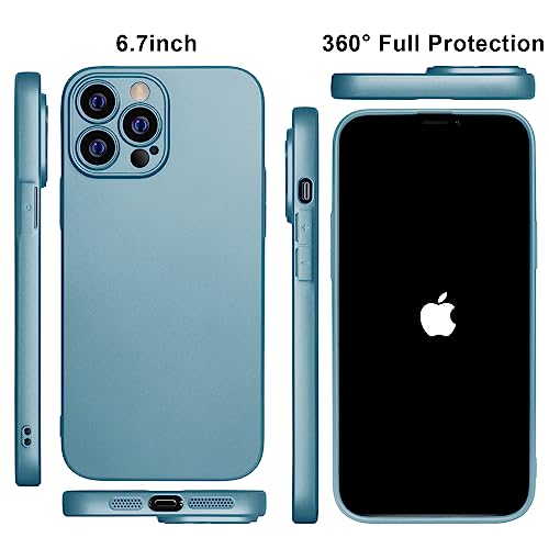 peafowl iPhone 13 Pro Max Case Compatible with iPhone 13 Pro Max Ultra-Thin Shockproof Metal car Paint Cases Full Body Screen Camera Protective TPU Phone Cover 6.7 inch (Ash Blue)