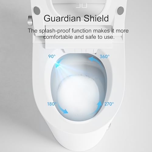XEK Smart Toilet, One Piece Bidet Toilet for Bathrooms, Toilet with Warm Water Sprayer & Dryer, Foot Sensor Operation, Heated Bidet Seat, Auto Smart Toilet with LED Display