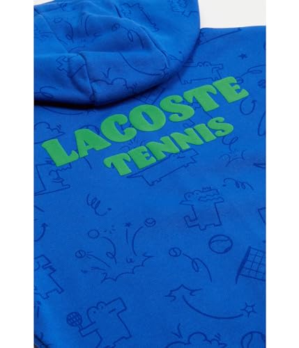 Lacoste Unisex Long Sleeve Full Zip Hoody W/All Over Print Tennis Playing Croc And Large Wording On Back, Ladigue/Multico, 2Yr