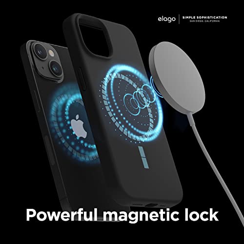 elago Magnetic Case Compatible with MagSafe iPhone 14 Case MagSafe - Built-in Magnets, Liquid Silicone Case, Shockproof, Strong Magnet - 6.1 inch [Black]