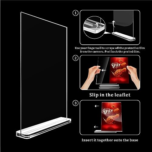 Vlaseo 8.5 x 11 Inch Acrylic Sign Holder Double Sided Clear Menu Vertical T Shape Display Sign Stands for Home, Office, Retail Show Fair, Restaurants, Wedding Reception, Party Decoration-8 Pack