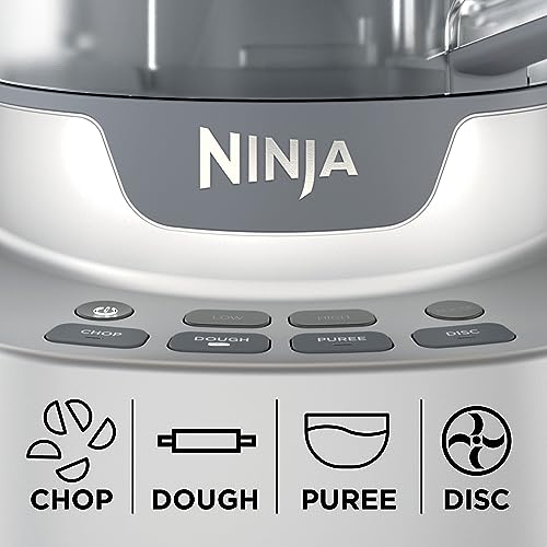 Ninja BN601 Professional Plus Food Processor, 1000 Peak Watts, 4 Functions for Chopping, Slicing, Purees & Dough with 9-Cup Processor Bowl, 3 Blades, Food Chute & Pusher, Silver