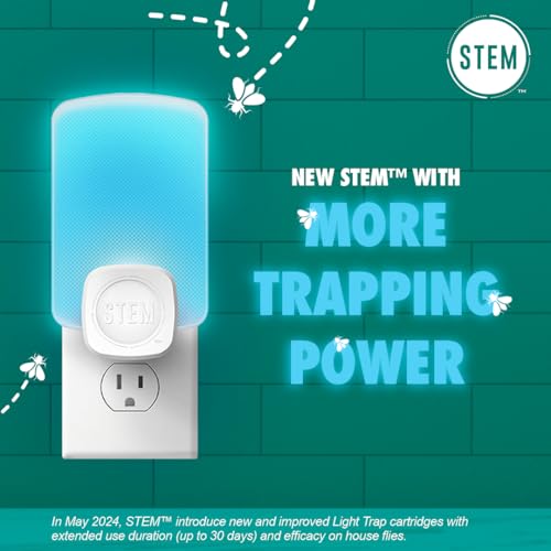 STEM Light Trap: Indoor Fruit Fly Trap, Effective Insect Control for Home, Attracts and Traps Flying Insects, Emits Soft Blue Light, Starter Kit with 1 Plug-In Device and 1 Cartridge