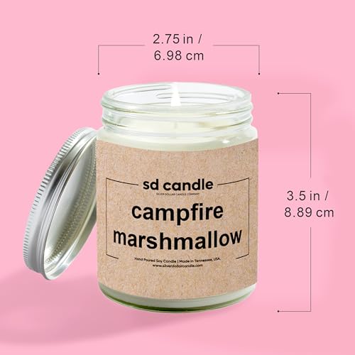 Campfire Marshmallow Scented Candle - 9oz Natural Eco-Friendly Handmade Soy Wax Candle by Silver Dollar Candle Co.