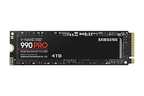 SAMSUNG 990 PRO SSD 4TB PCIe 4.0 M.2 2280 Internal Solid State Hard Drive, Seq. Read Speeds Up to 7,450 MB/s for High End Computing, Gaming, and Heavy Duty Workstations, MZ-V9P4T0B/AM, Black