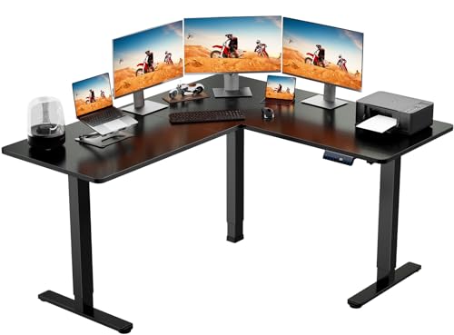 ErGear 63" Dual Motor L Shaped Standing Desk, 28"-46" Electric Height Adjustable, 2 Assembly Options to Fit Room Corner, Suitable for Sitting or Standing Up for Working or Gaming from Home, Black