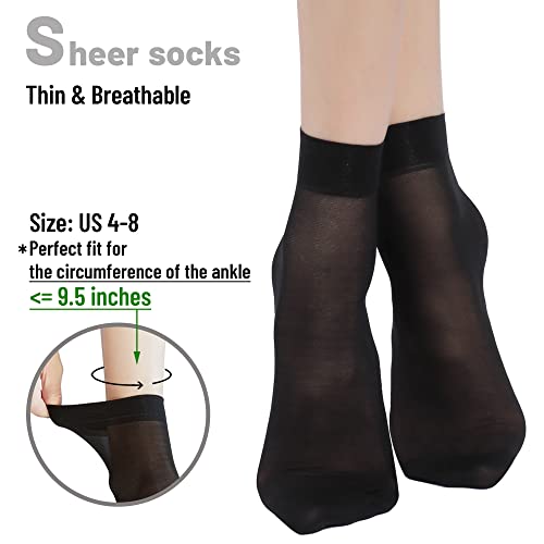 AOUBAS Women's Sheer Ankle Socks 10 Pairs Thin Nylon Socks Ankle-High Tight with Reinforced Toe and Sole