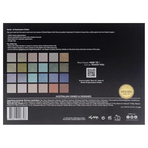 Klara Cosmetics 24 Shades Eyeshadow Palette -Festive Luxury Vibrant Bold Full-Color Pigment Long Lasting Matte Shimmer Eye shadow Palette (Bondi)