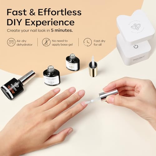 modelones Builder Nail Gel with Gel Top and Base Coat, 3Pcs Gel Nail Kit for Nail Thickening Apex Building Nail Extension Rhinestone Gel Nail Glue, LED Nail Lamp Cured