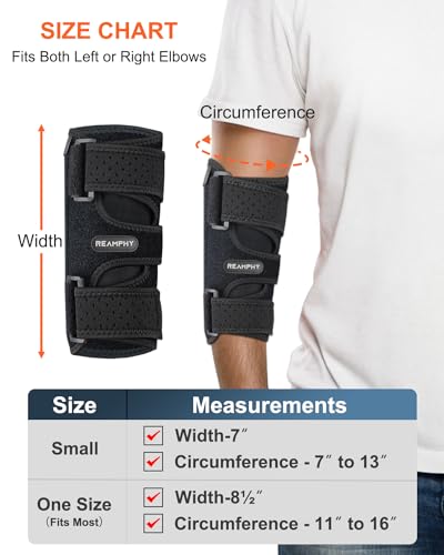 Reamphy Elbow Brace,Comfortable Night Elbow Sleep Support,Elbow Splint, Adjustable Stabilizer Splints,Cubital Tunnel Syndrome,Tendonitis,Ulnar Nerve,Tennis,Fits for Men and Women(Small)