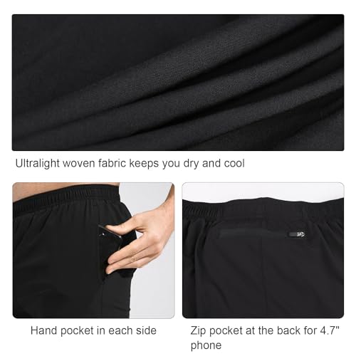 BALEAF Men's 5" Running Athletic Shorts Zipper Pocket for Workout Gym Sports Teal Size S