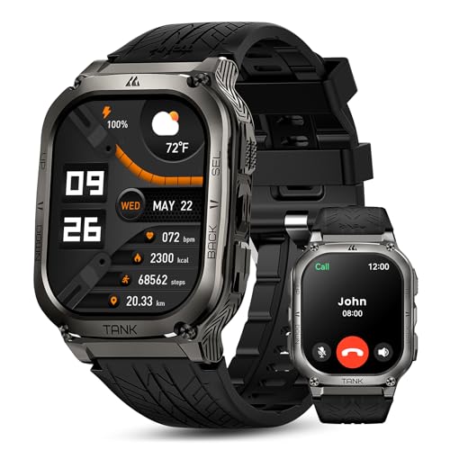 KOSPET Smart Watches for Men, 60-Day Battery Life, 50M Waterproof, Military(Full Metal), Answer/Make Call, Compatible for Android and iOS, 1.96'' AMOLED Always-on Display, AI Voice