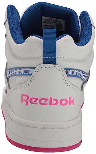 Reebok Girls Royal Prime Mid 2.0 Sneaker, White/Electric Cobalt/Laser Pink, 11 Little Kid