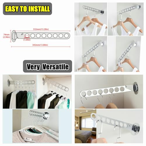 Alise Wall Mounted Clothes Drying Rack, Stainless Steel Adjustable Laundry Room Hanging Rack, Laundry Clothes Hanger Rack Space Saving for Laundry Closet Bathroom Bedroom